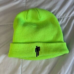 Neon Green Beanie Hat with Minimalist Black Logo